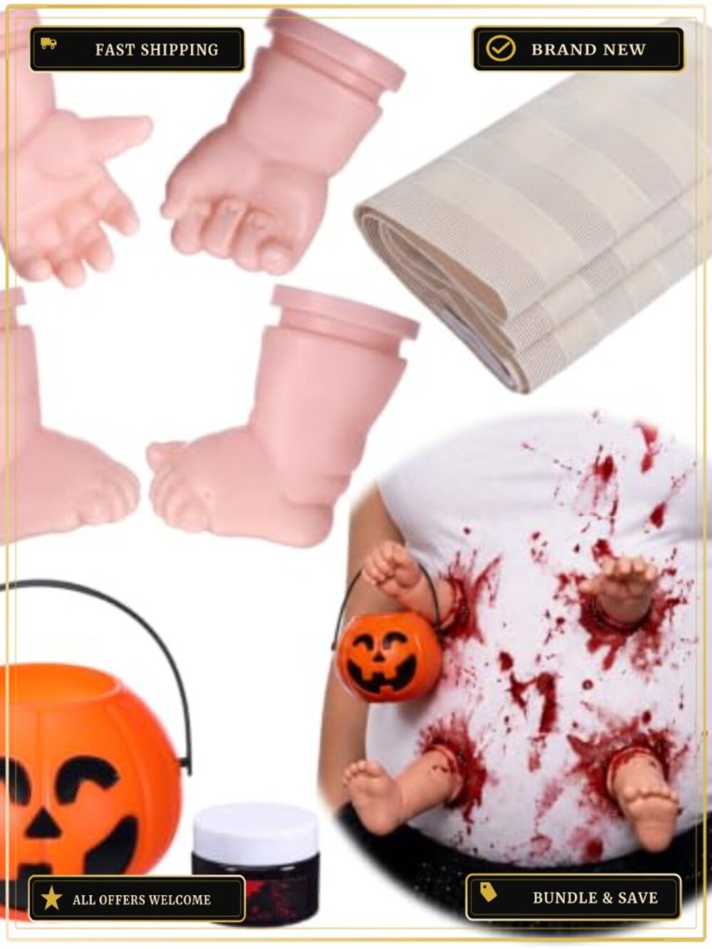 Pregnant Halloween Costume Set 4 Pcs Demon Maternity Belly Band